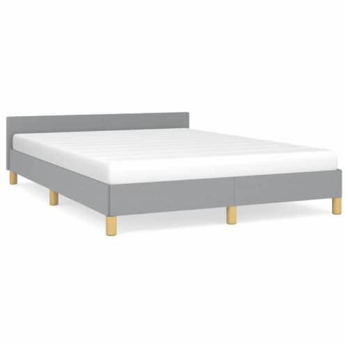 vidaXL Bed Frame with Headboard Light Gray 53.9 x74.8  Full Fabric Perspective: back