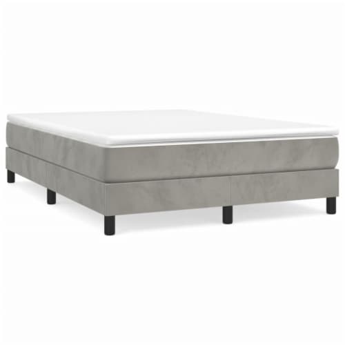 vidaXL Box Spring Bed Frame Light Gray 53.9 x74.8  Full Velvet Perspective: back