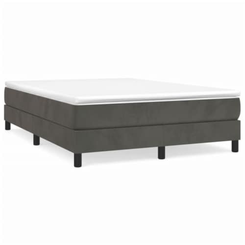 vidaXL Box Spring Bed Frame Dark Gray 53.9 x74.8  Full Velvet Perspective: back