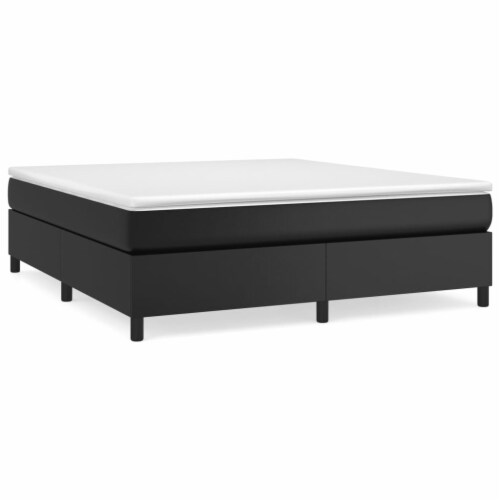 vidaXL Box Spring Bed Frame Black 72 x83.9 California King Faux Leather Perspective: back