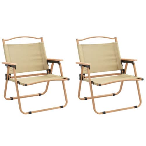vidaXL Camping Chairs 2 pcs Beige 21.3 x16.9 x23.2 Oxford Fabric Perspective: back