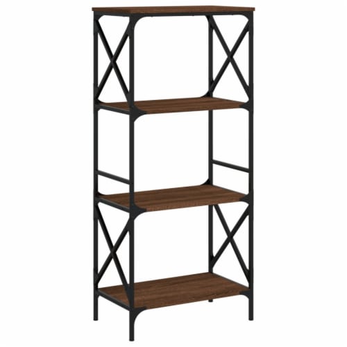 vidaXL Bookcase 4-Tier Brown Oak 23.2 x13.8 x52 Engineered Wood Perspective: back
