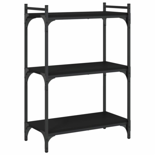vidaXL Bookcase 3-Tier Black 23.6 x11.8 x33.9 Engineered Wood Perspective: back