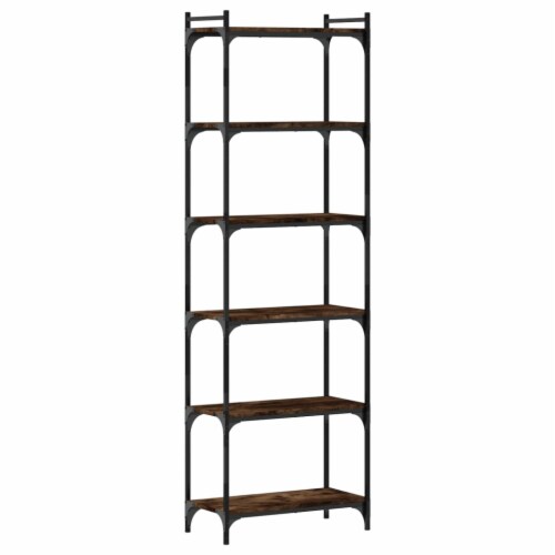 vidaXL Bookcase 6-Tier Smoked Oak 23.6 x11.8 x74 Engineered Wood Perspective: back