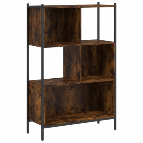 vidaXL Bookcase Smoked Oak 28.3 x11 x42.9 Engineered Wood Perspective: back