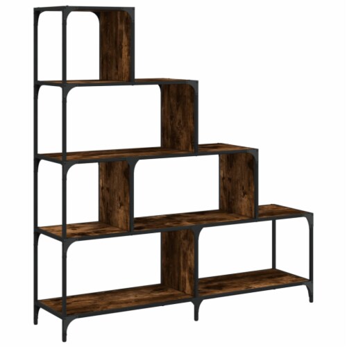 vidaXL Bookcase 4-Stair Smoked Oak 54.7 x13.2 x58.7 Engineered Wood Perspective: back