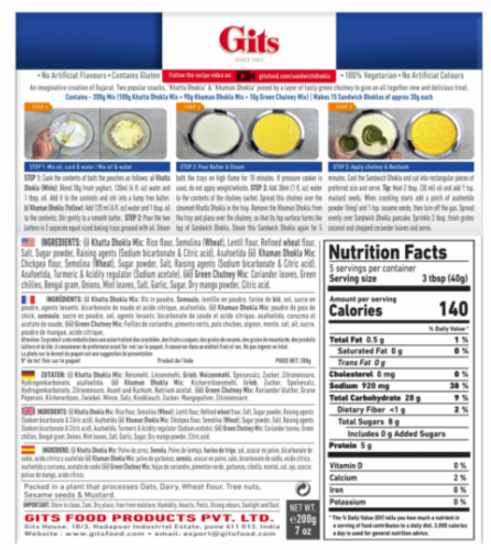 Gits Sandwich Dhokla Mix Perspective: back