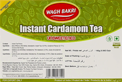 Wagh Bakri® Instant Cardamom Tea Perspective: back