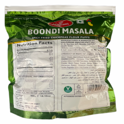 Haldiram's Boondi Salted Fried Chickpeas Flour Puffs Perspective: back