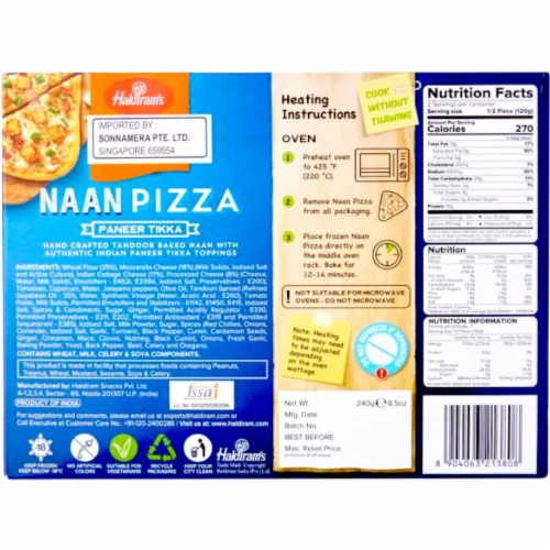 Haldiram's Paneer Tikka Naan Pizza Perspective: back