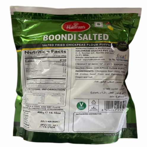 Boondi Salted Fried Chickpeas Flour Puffs Perspective: back