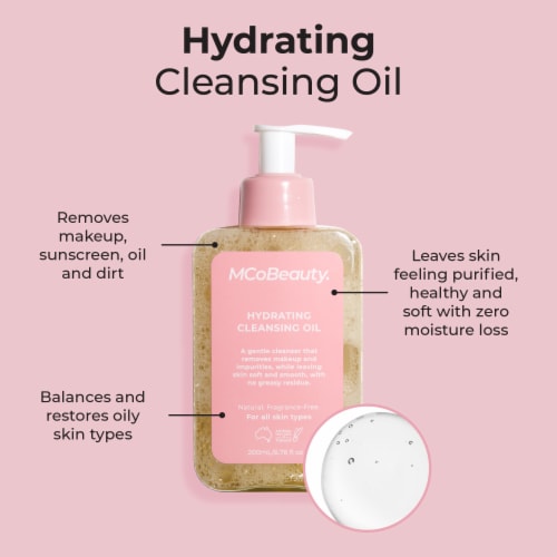 MCoBeauty Hydrating Oil Cleanser With Squalane & Glycerin Removes Make Up For All Skin Types Perspective: back
