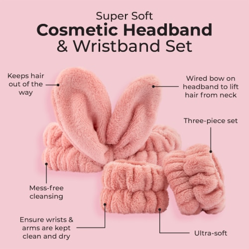 MCoBeauty Super Soft Cosmetic Headband & Wristband Set Perspective: back