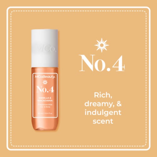 MCoBeauty® Fragrance Mist Hair and Body Spray - No. 4 Vanilla & Macadamia Perspective: back