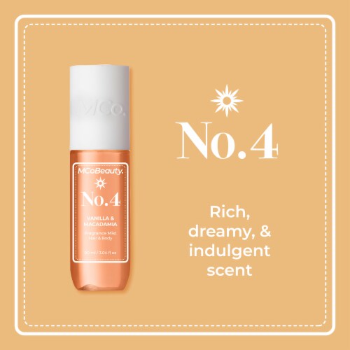 MCoBeauty® Fragrance Mist Hair and Body Spray - No. 4 Vanilla & Macadamia Perspective: back