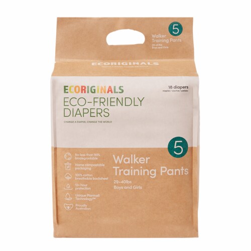 Ecoriginals Plant Based Potty Training Pants | Walker Size 5 | 6 Packs, 108 Count Perspective: back