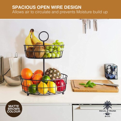 REGAL TRUNK  CO 2 Tier Basket Fruit Stand - Matt Brown Perspective: back