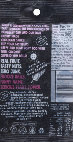 Frooze Balls Vegan Raspberry Dark Chocolate Energy Balls Perspective: back