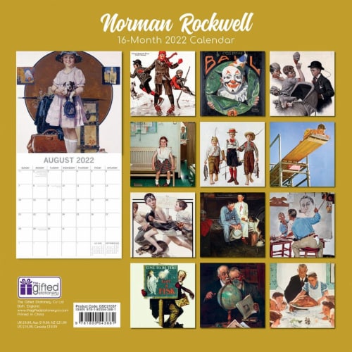 2022 Wall Calendar Norman Rockwell Artworks 12 x 12 16 Months with 180