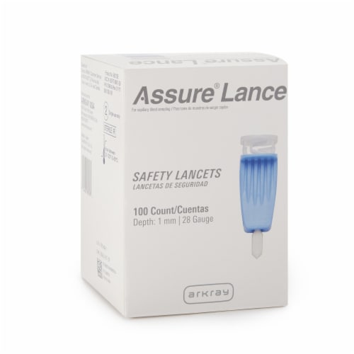 Assure Safety Lancet 28 Gauge Needle 1.0 mm Depth 1 Box(s), 100 /Box Perspective: back