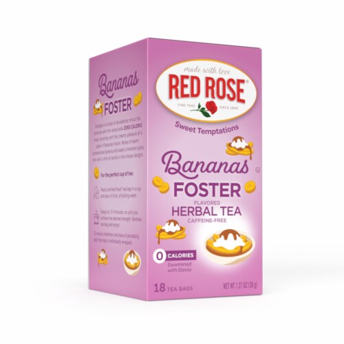 Red Rose Sweet Temptations Dessert Tea Bananas Foster, 18 Count Black Tea Pack of 6 Perspective: back