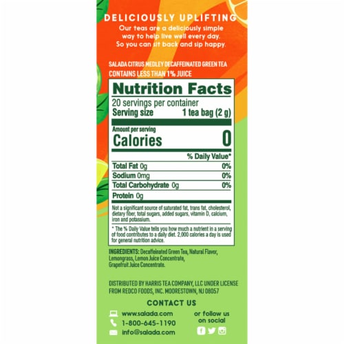 Salada Decaffeinated Citrus Medley Green Tea 20ct - 6 pack Perspective: back