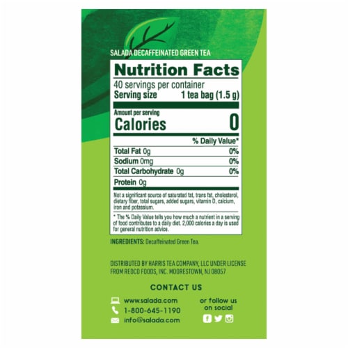 Salada Decaffeinated Pure Green Tea 40ct - 6 pack Perspective: back