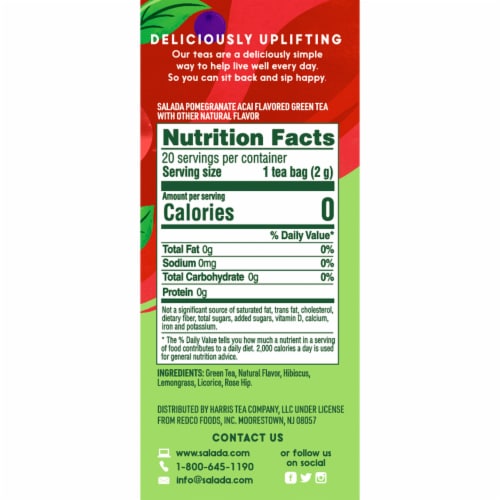 Salada Pomegranate Acai Green Tea 20 ct - 6 pack Perspective: back