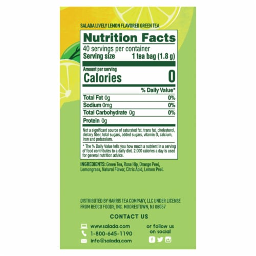 Salada Lively Lemon Green Tea 40ct - 6 pack Perspective: back