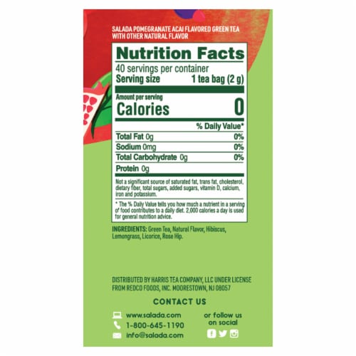 Salada Pomegranate Acai Green Tea 40 ct - 6 pack Perspective: back