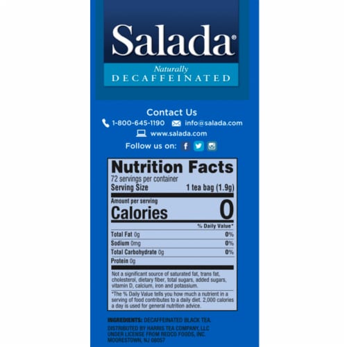Salada Naturally Decaffeinated Black Tea   Tea with 72 Tea Bags Per Box, Pack of 12 Perspective: back