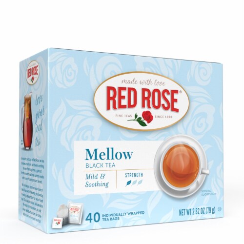 Red Rose Mellow Black Tea with 40 Individually Wrapped Tea Bags Per Box (Pack of 6) Perspective: back
