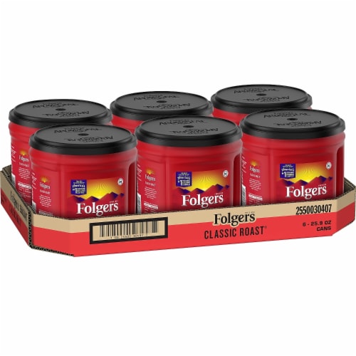 Folgers Coffee Classic Roast Ground 30.5 oz Canister 6/Carton 20421CT Perspective: back