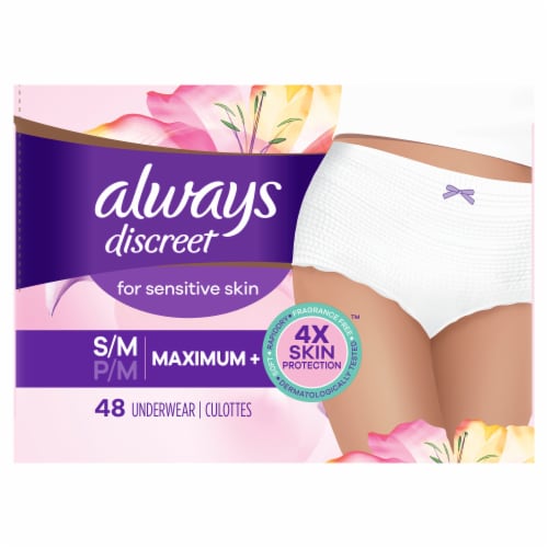 Always Discreet Small/Medium Maximum+ Women's Incontinence Underwear for  Sensitive Skin, 48 ct - City Market