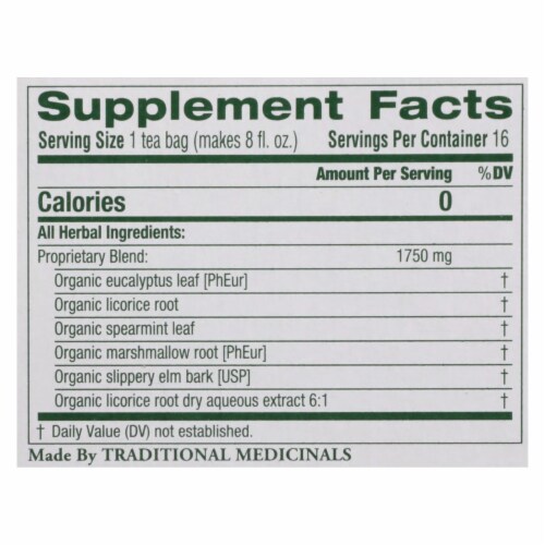 Traditional Medicinals Organic  Throat Coat Caffeine Free, 1.13.oz (Pack of 6) Perspective: back