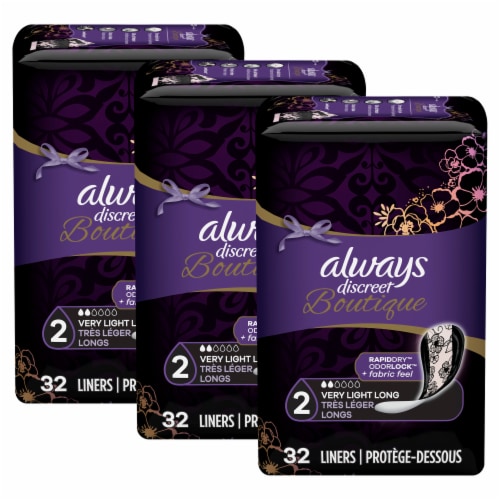 Always Discreet Boutique Very Light Absorbency Long Incontinence Liners Perspective: back