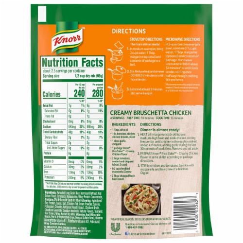 Knorr Rice Sides Creamy Chicken Rice & Pasta Blend Perspective: back