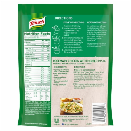 Knorr Butter & Herb Fettuccine Pasta Sides Case Sale Perspective: back