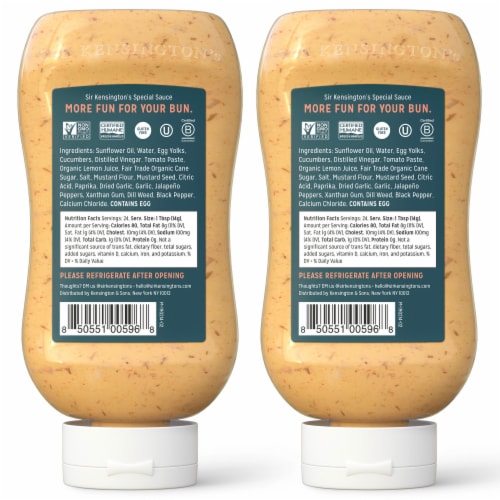 Sir Kensington's Paleo Special Sauce Mayonnaise Gluten-Free Condiment Squeeze Bottle Perspective: back