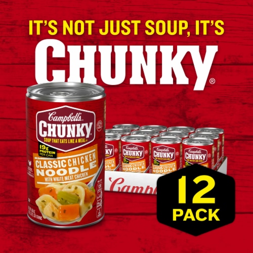 Campbell's Chunky Classic Chicken Noodle Soup Case Lot Sale Perspective: back