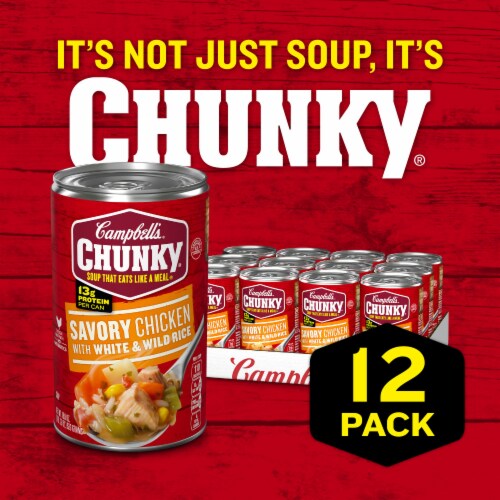 Campbell's Chunky Savory Chicken With White & Wild Rice Soup Case Sale Perspective: back
