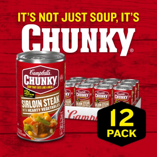 Campbell's Chunky Grilled Sirloin Steak with Hearty Vegetables Soup Case Sale Perspective: back