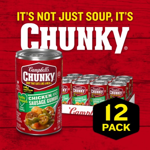 Campbell's Chunky Healthy Request Grilled Chicken & Sausage Gumbo Soup Case Sale Perspective: back
