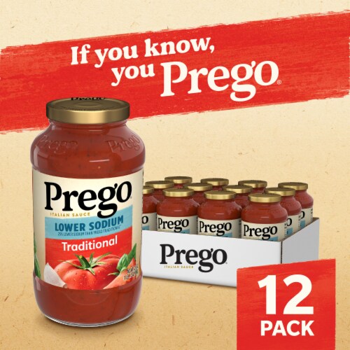 Prego Traditional Lower Sodium Pasta Sauce Case Sale Perspective: back