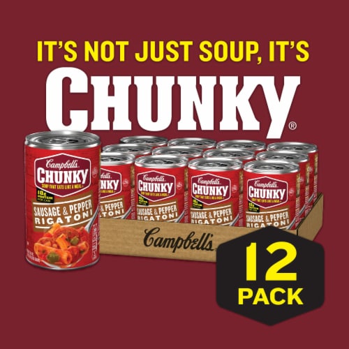 Campbell's Chunky Sausage & Pepper Rigatoni Soup Case Sale Perspective: back