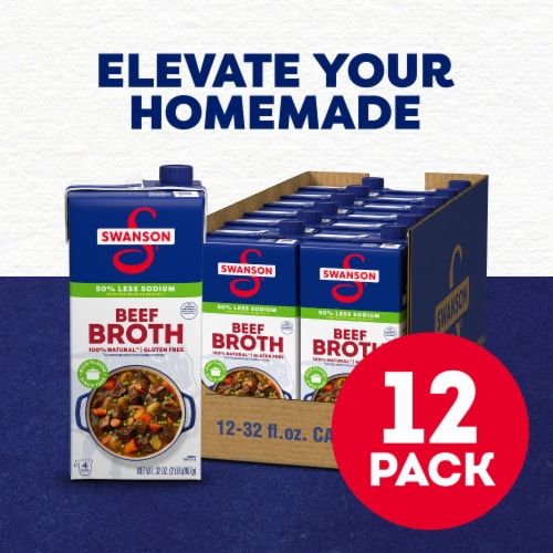 Swanson 100% Natural 50% Less Sodium Beef Broth Perspective: back