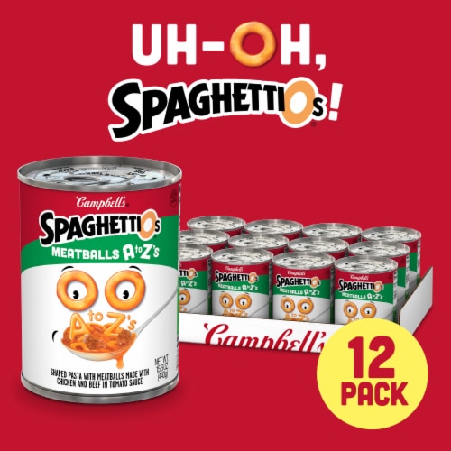 SpaghettiOs® A to Z's Canned Pasta with Meatballs Can Perspective: back