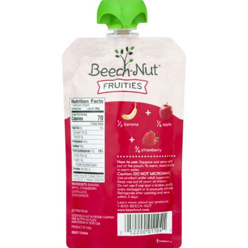 Beech-Nut® Fruities Banana Apple Strawberry Stage 2 Baby Food Perspective: back