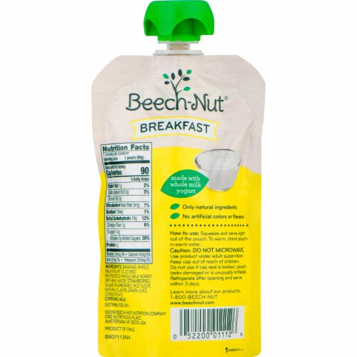 Beech-Nut Breakfast Yogurt Banana & Mixed Berry Stage 4 Baby Food Pouches Perspective: back