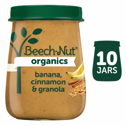 Beech-Nut Organic Banana Cinnamon & Granola Stage 2 Baby Food Perspective: back